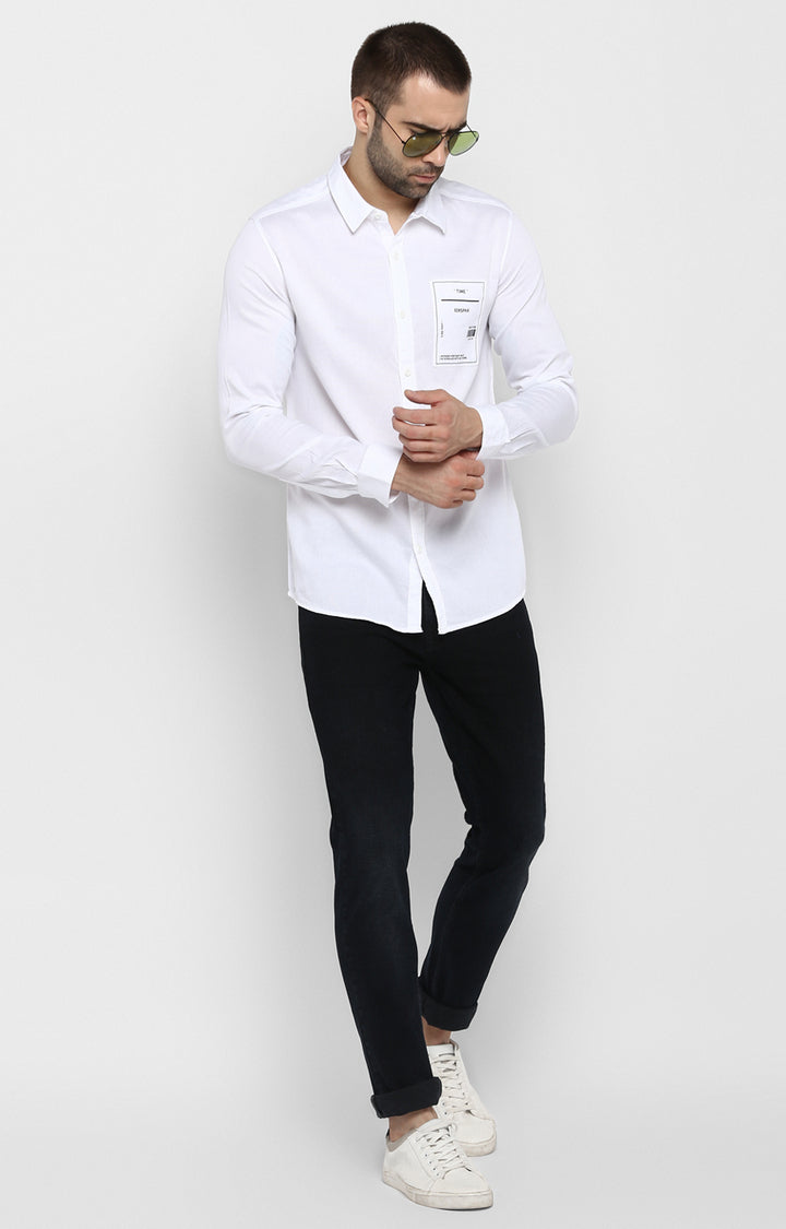 Spykar Men White Solid Slim Fit Casual Shirt