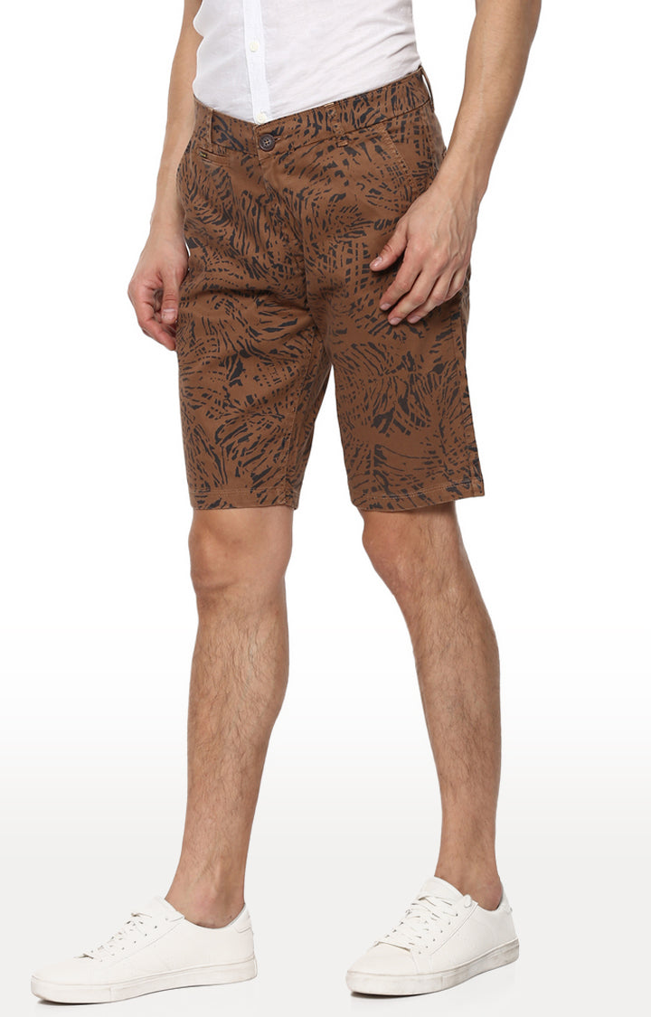 Spykar Men Brown Printed Slim Fit Shorts