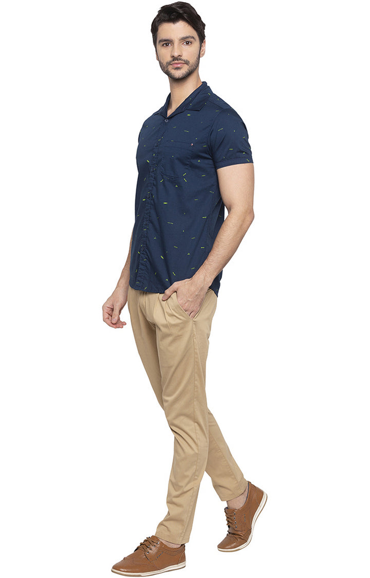 Spykar Men Navy Printed Slim Fit Casual Shirt