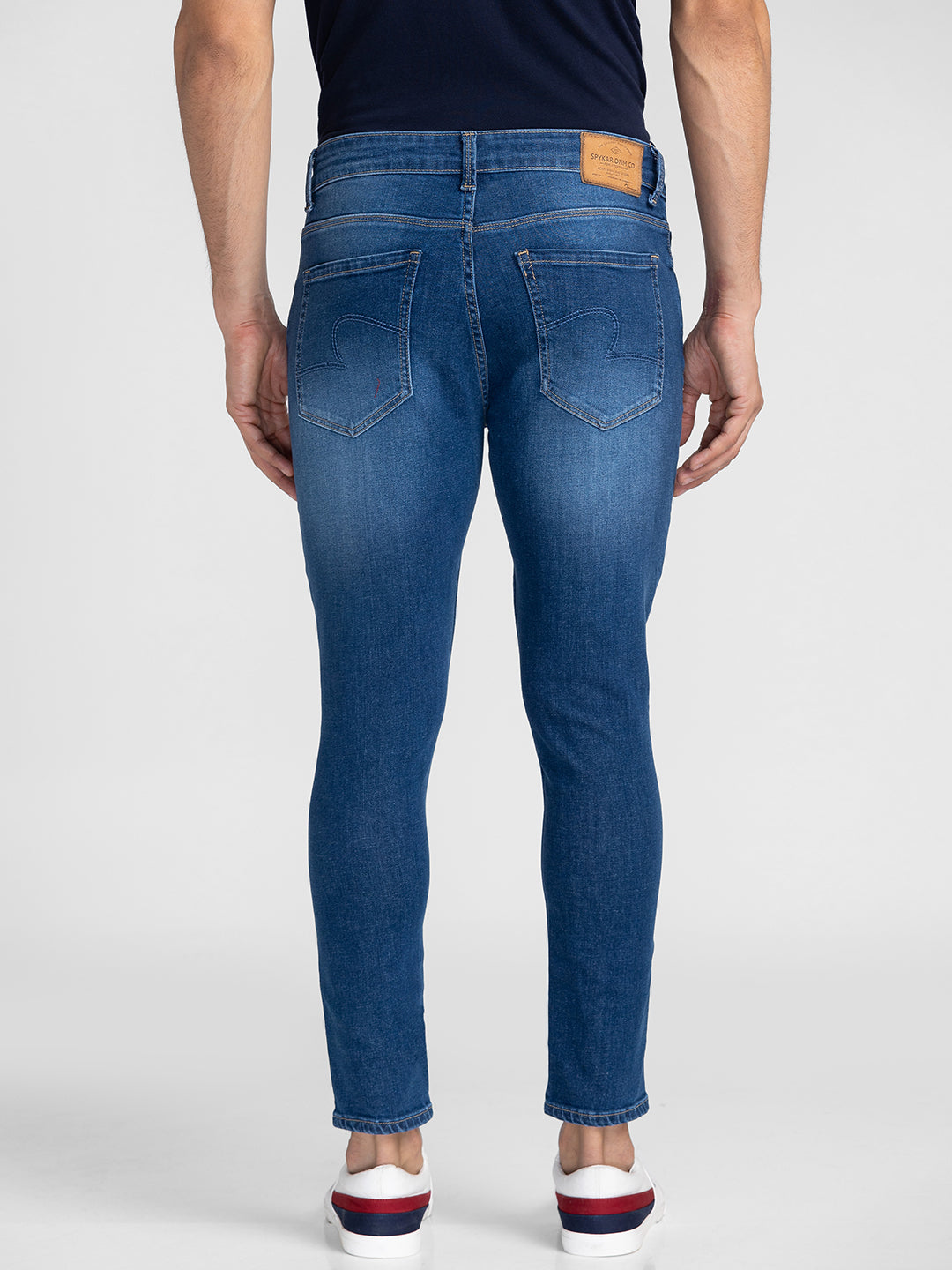 Spykar Men Mid Blue Cotton Slim Fit Tapered Length Jeans (Kano)