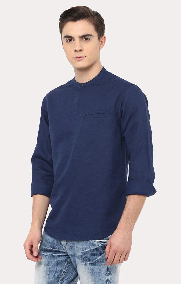 Spykar Men Blue Solid Slim Fit Casual Shirt