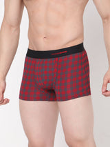 Men Premium Maroon-Check Cotton Blend Trunk- Underjeans By Spykar