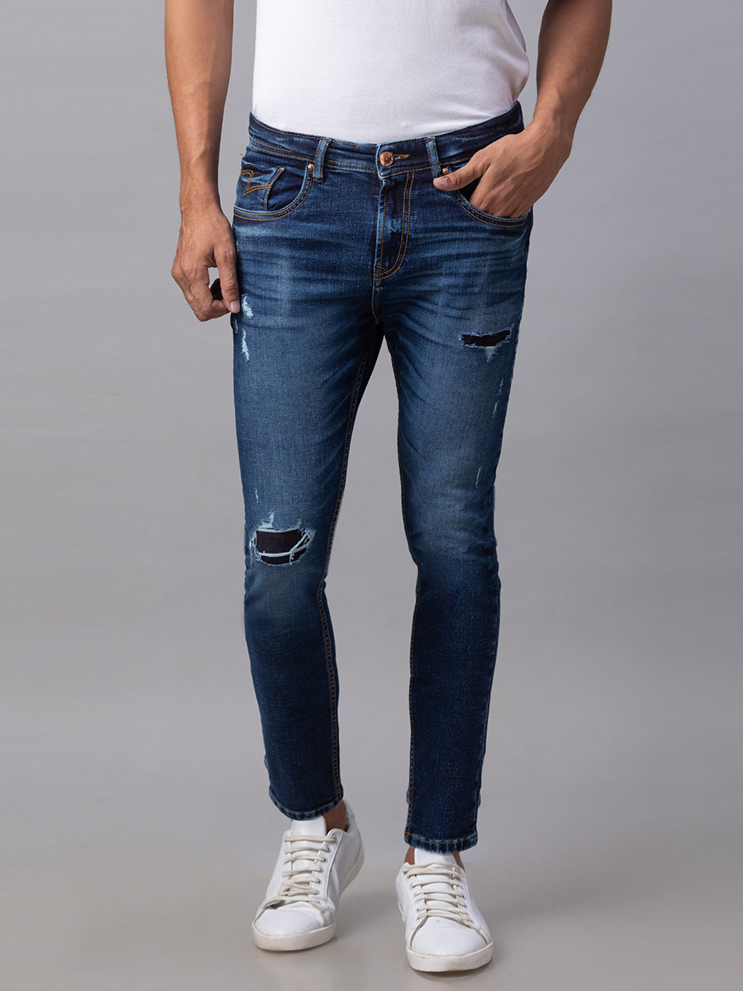 Spykar Men Blue Cotton Slim Fit Tapered Length Jeans (Kano)