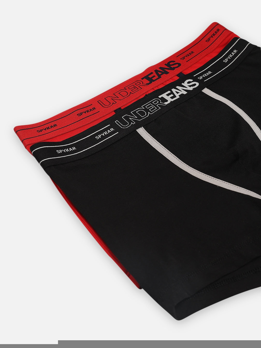 Underjeans by Spykar Men Premium Pack of 2 Black - Red Trunk