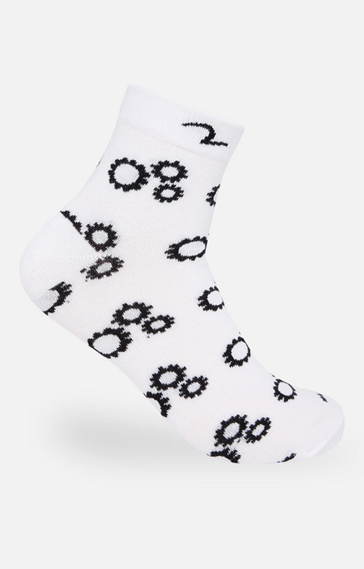 Spykar White & Navy Printed Ankle Length Socks