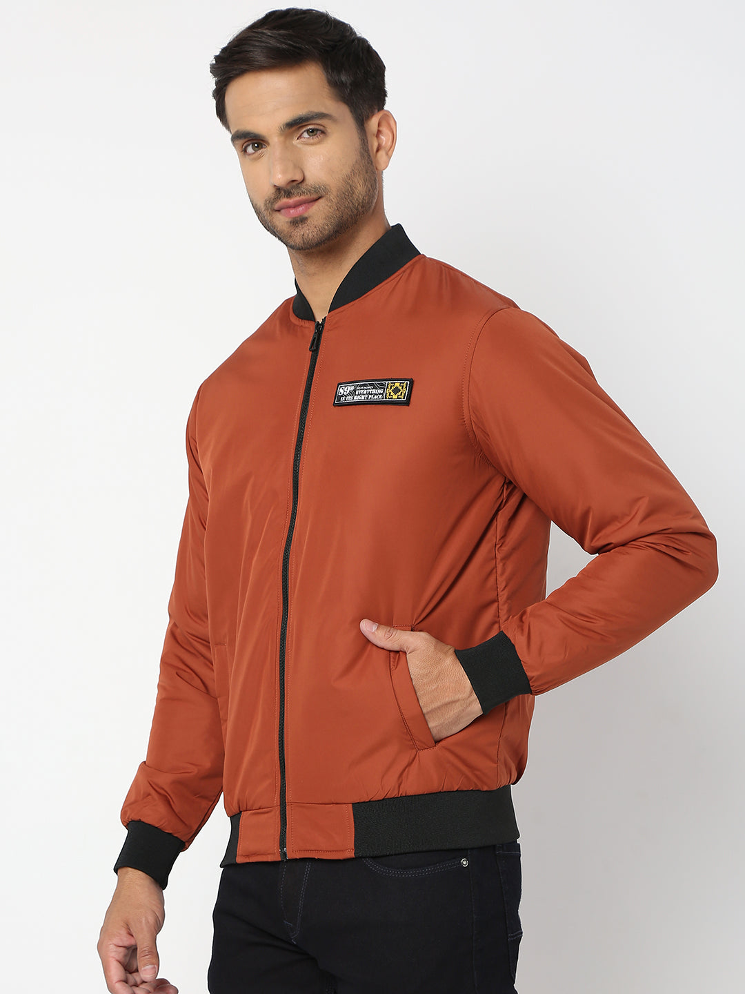 Spykar Men Rust Nylon Regular Fit Jacket