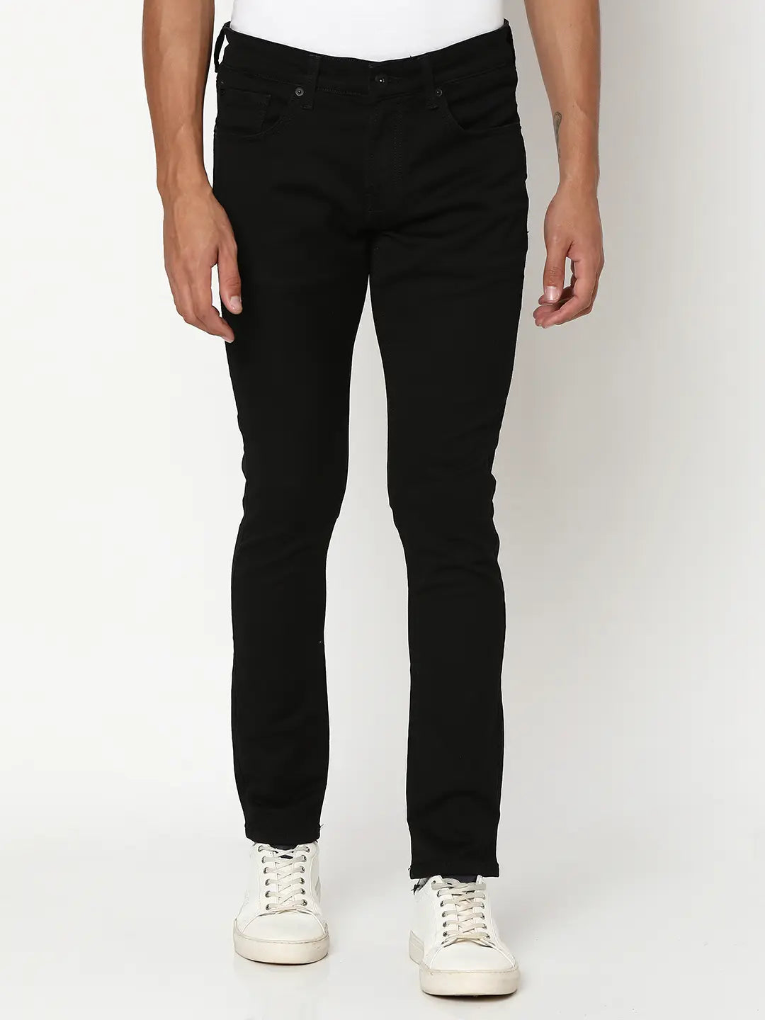 Shop Men Black Cotton Slim Fit Narrow Jeans Spykar