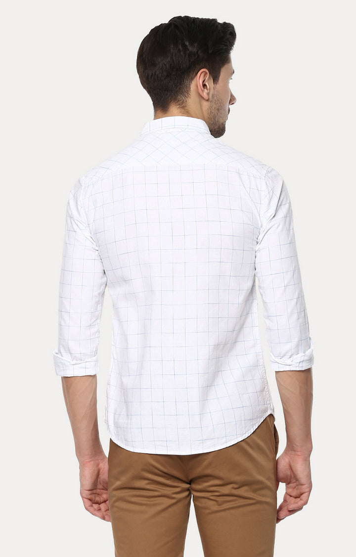 Spykar Men'S White Cotton Checked Casual Shirts