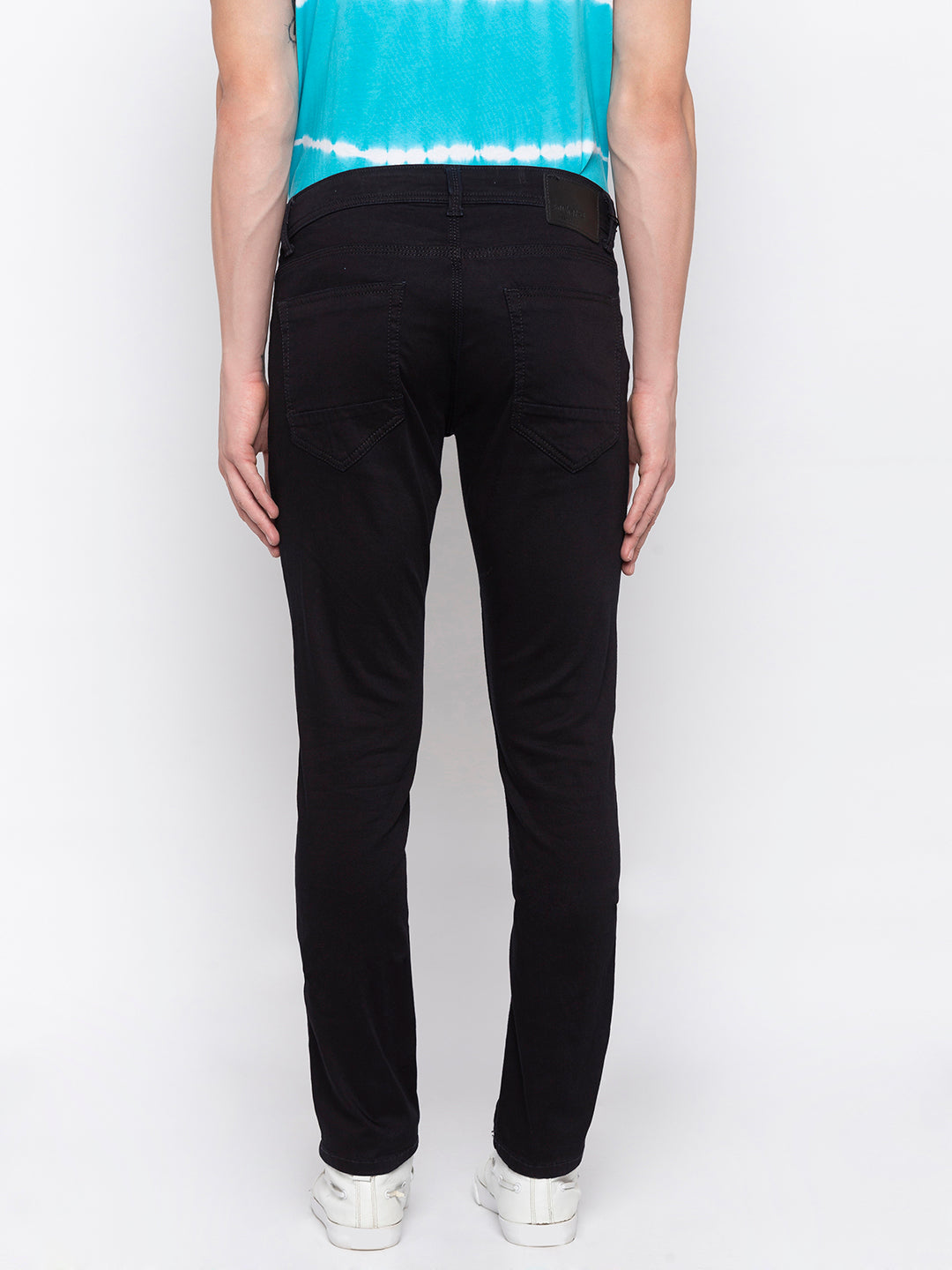 Spykar Black Cotton Skinny Fit Jeans For Men