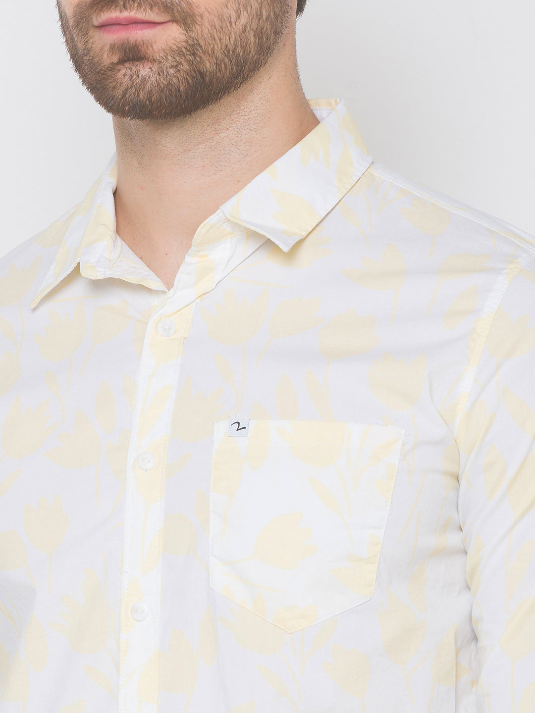 Spykar Men Pastel Yellow Cotton Shirts (Slim)