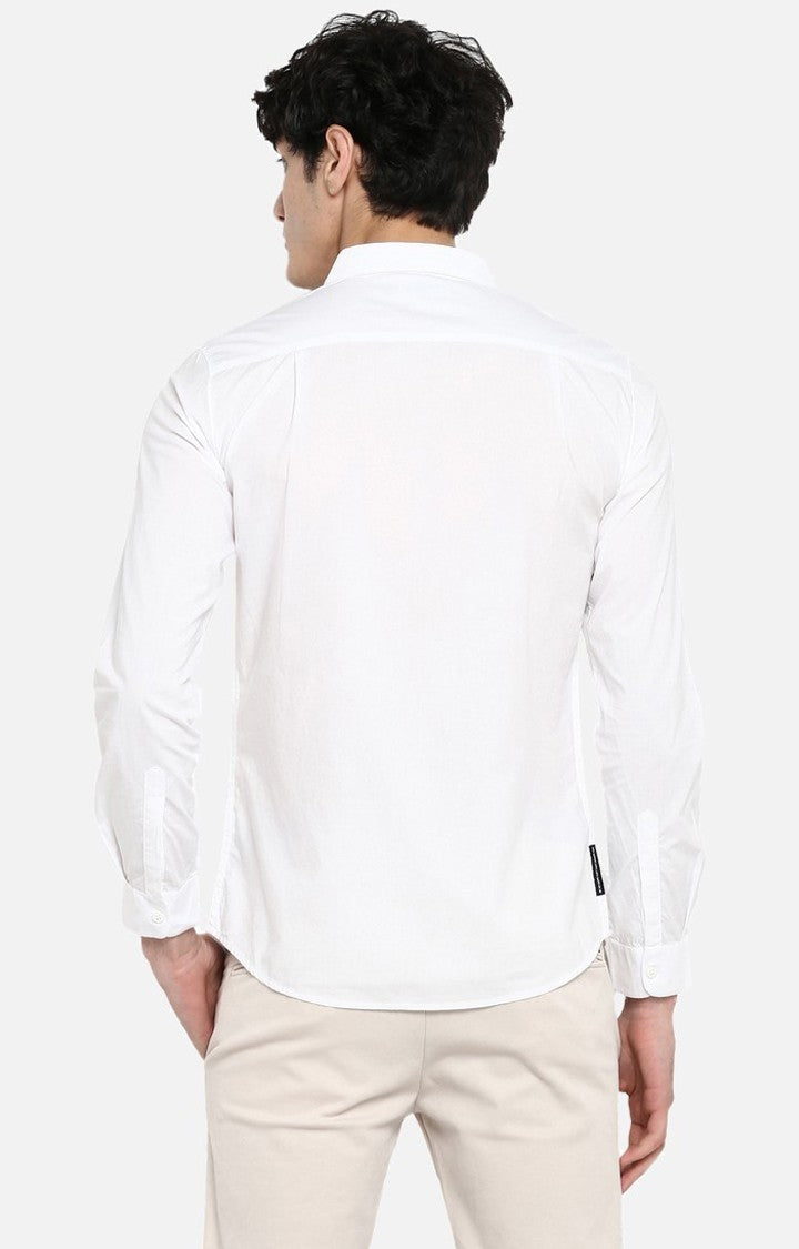 Spykar Men'S White Cotton Solid Casual Shirts