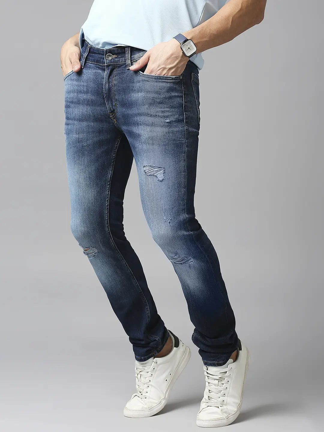 Spykar Men's Tapered Jeans (ECKN2BB017_MID Blue : Amazon.in: Fashion