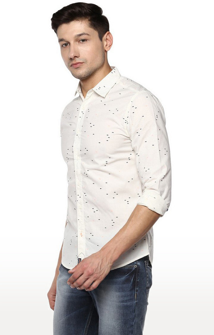 Spykar Men'S Beige Cotton Printed Casual Shirts