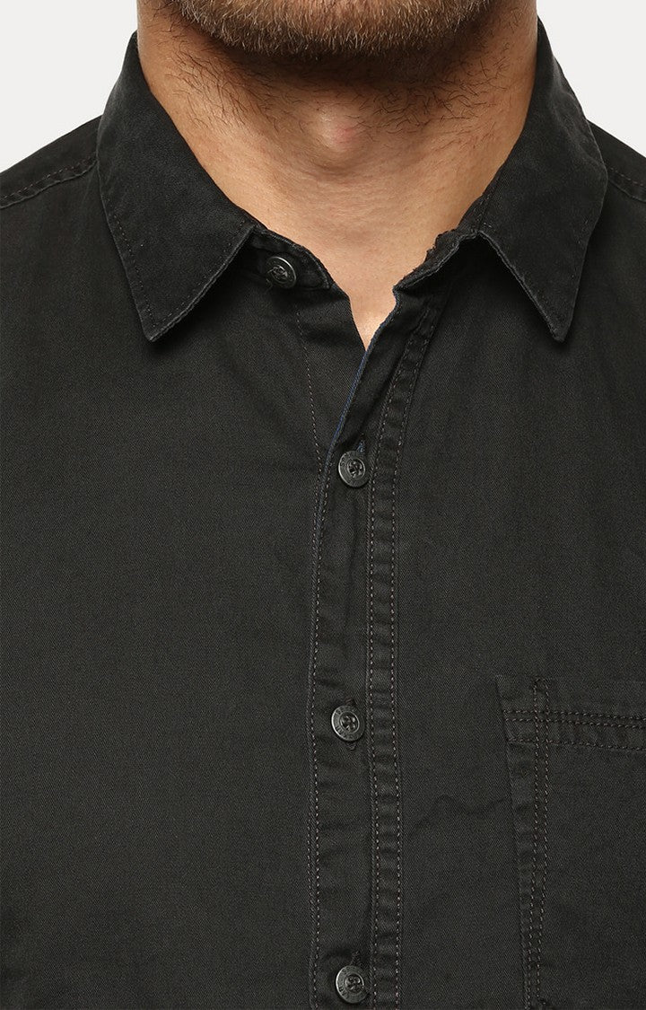 Spykar Men'S Black Cotton Solid Casual Shirts