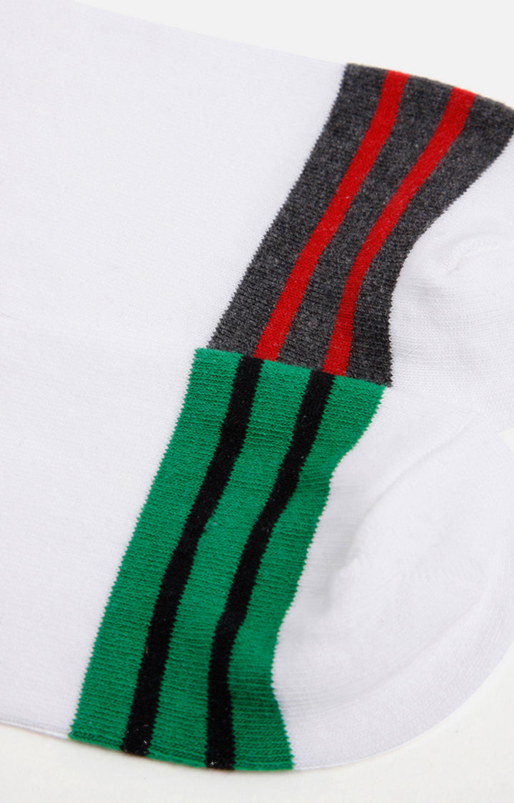 Spykar Grey & Green Striped Ankle Length Socks