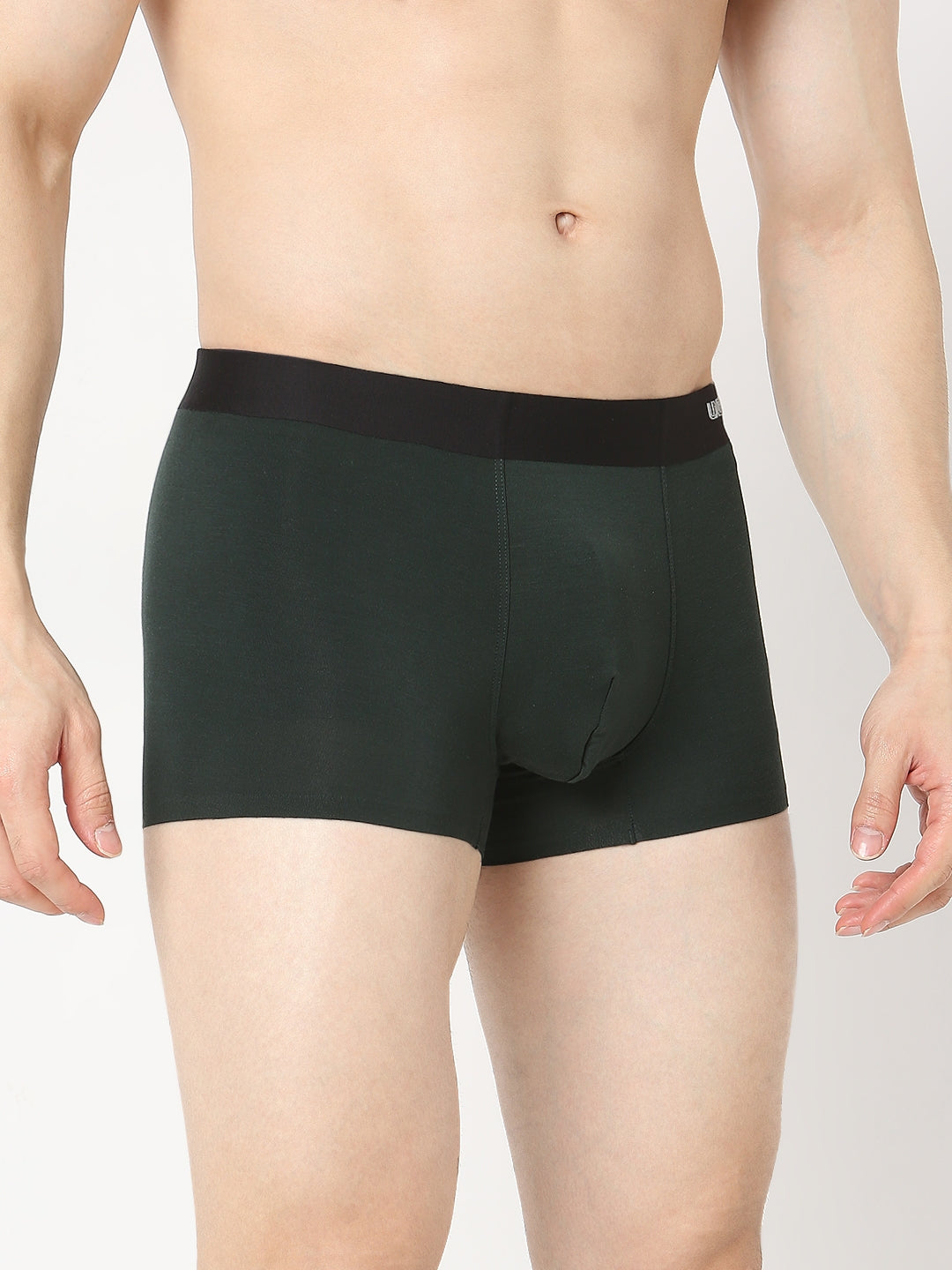 Underjeans by Spykar Men Super Premium Bonded Elastic Bottle Green Trunk