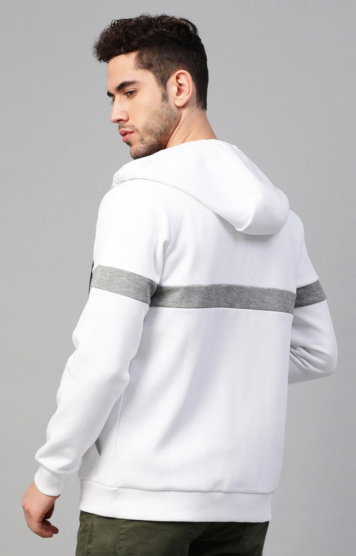 Underjeans By Spykar White Colourblock Hoodies For Men