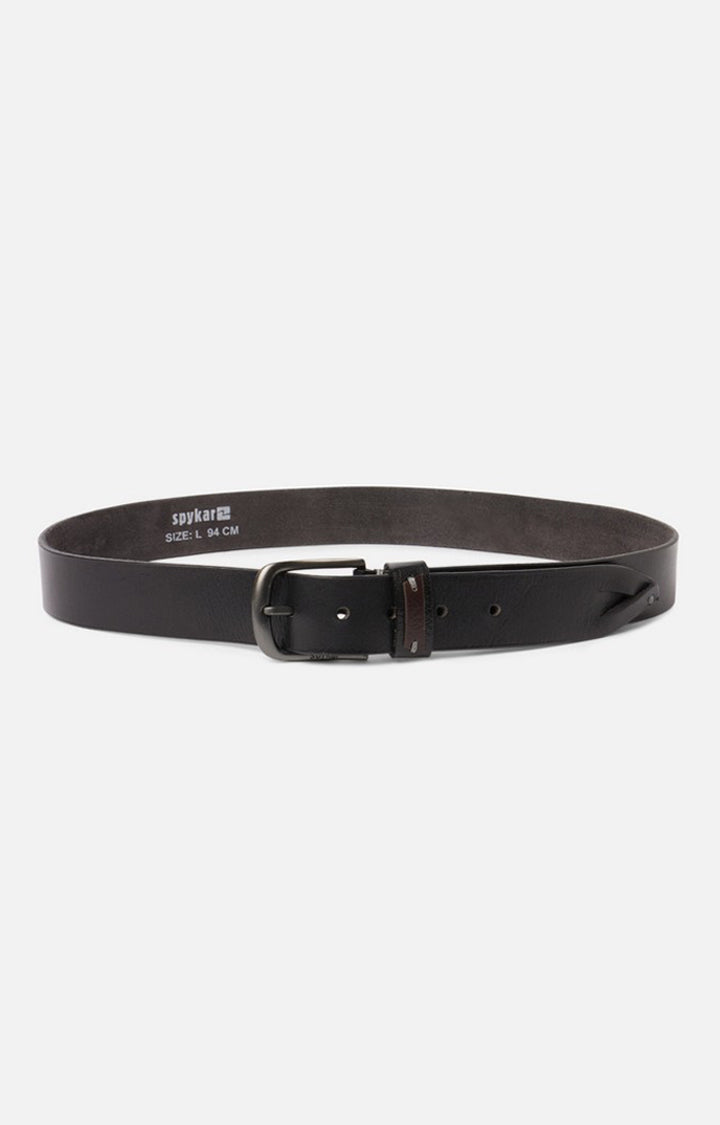 Spykar Men Black Genuine Leather Belt