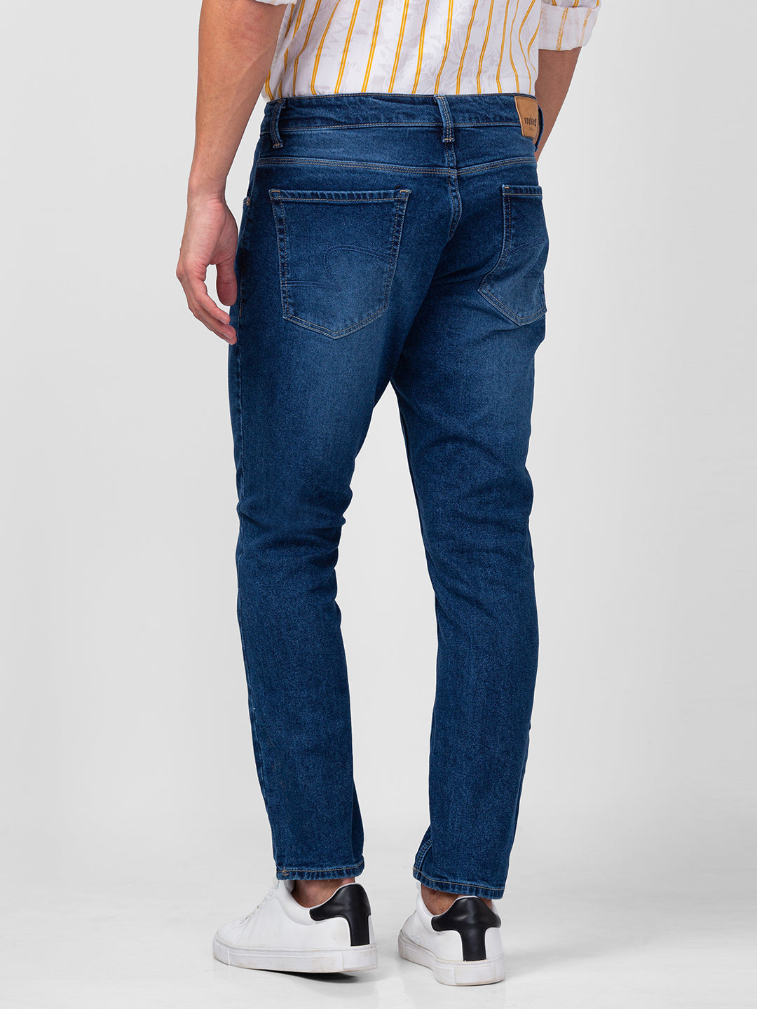 Spykar Men Mid Blue Cotton Slim Fit Tapered Length Jeans (Kano)