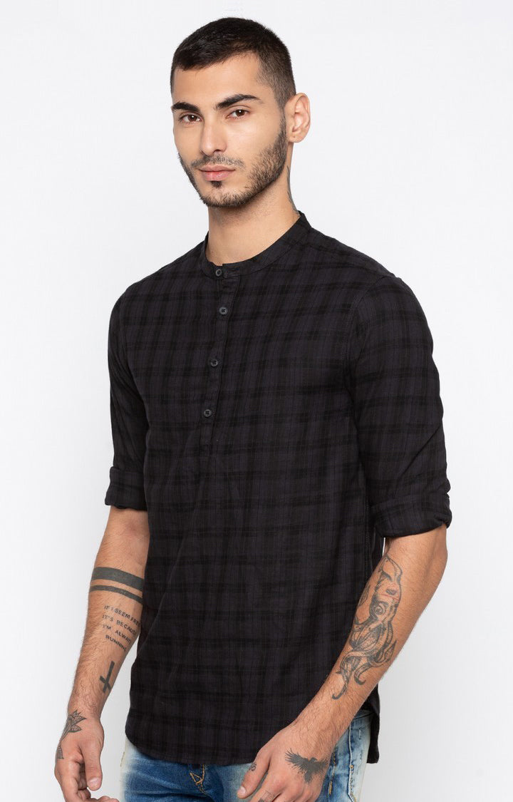 Spykar Men'S Black Cotton Checked Casual Shirts