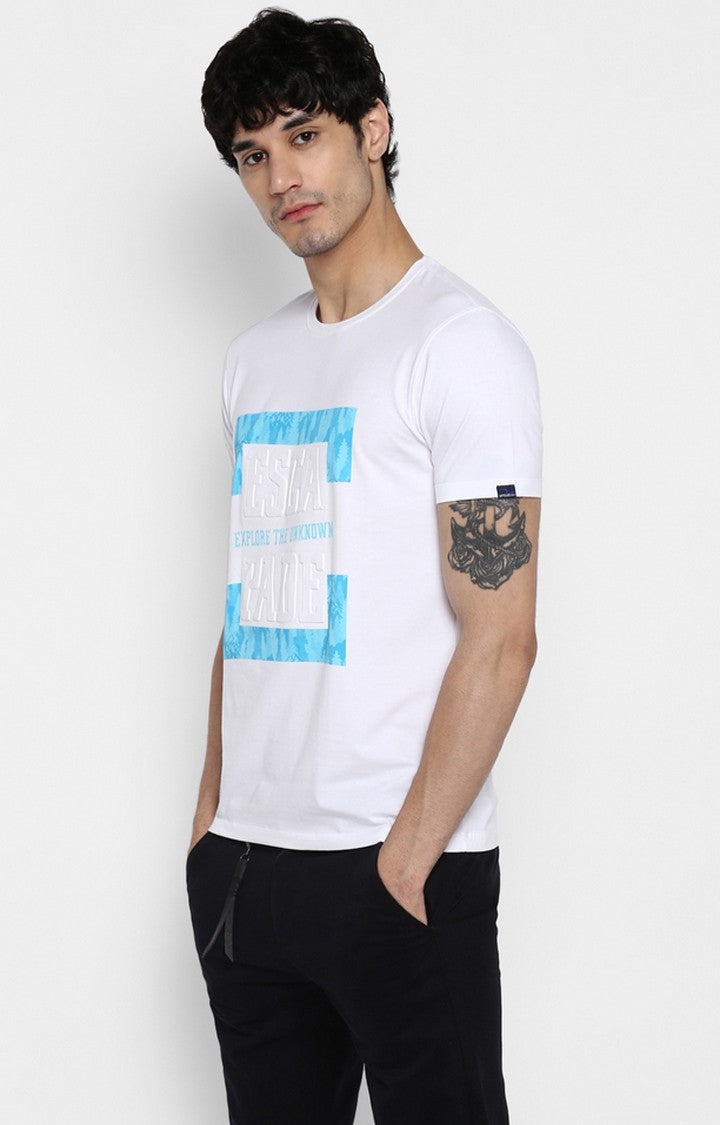 Spykar White Printed Slim Fit Men T-Shirts