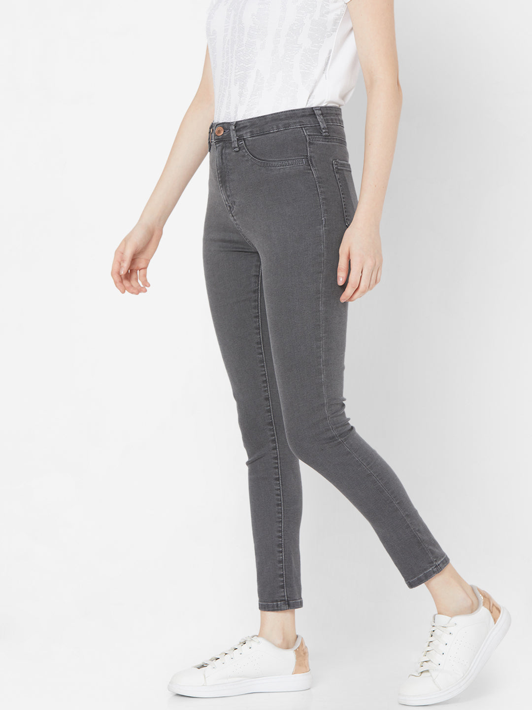 Spykar Women Grey Cotton Super Skinny Fit Ankle Length Jeans (Alexa)