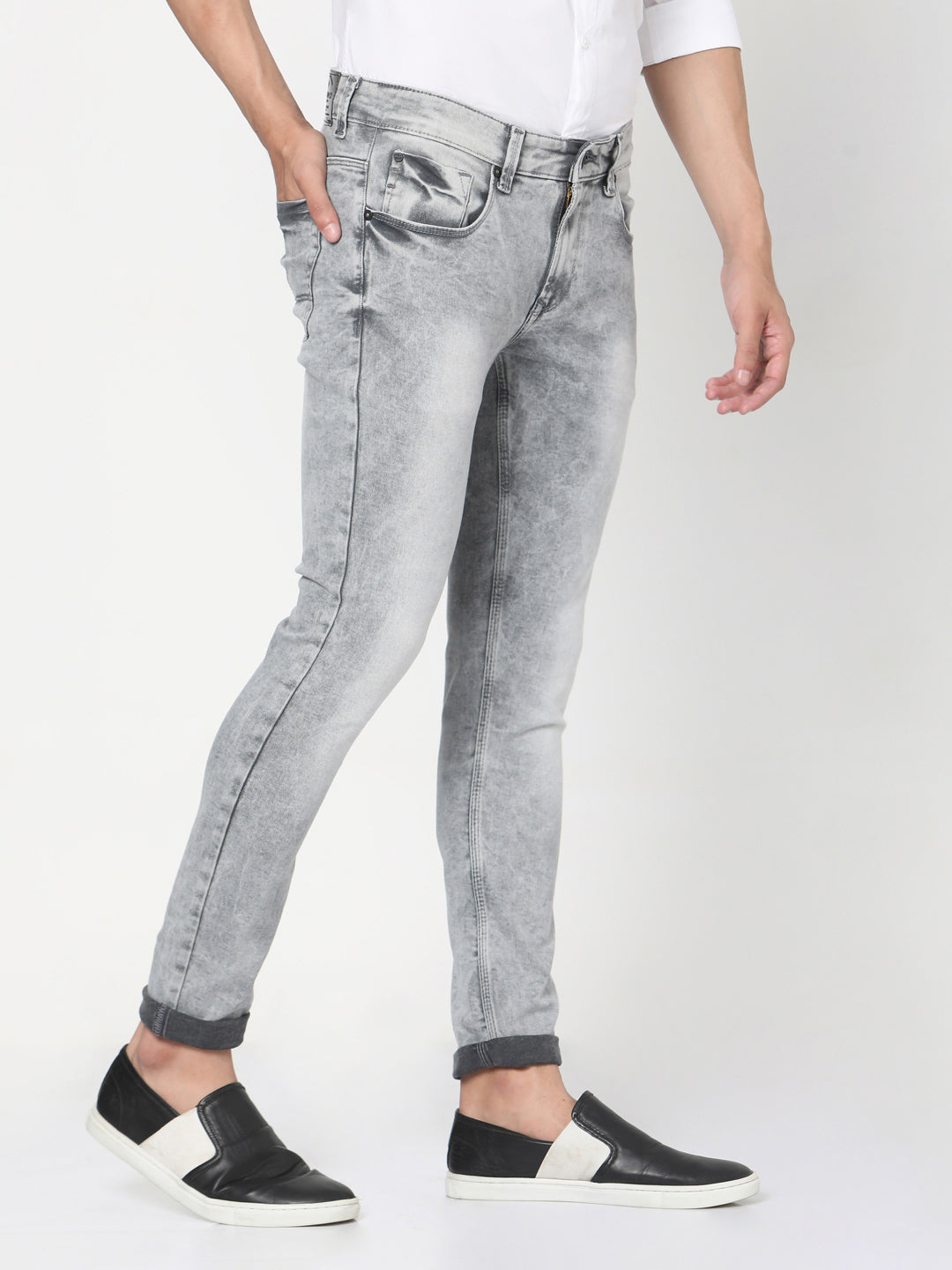 Spykar Men Grey Cotton Skinny Jeans