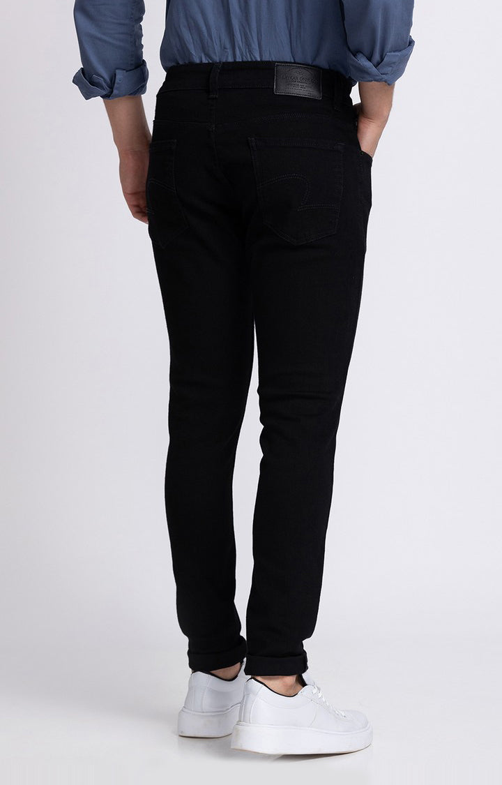 Spykar Men Black Cotton Super Slim Fit Tapered Length Jeans (Super Skinny)