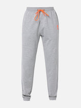 Men Premium Cotton Blend Knitted Grey Trackpant- Underjeans By Spykar