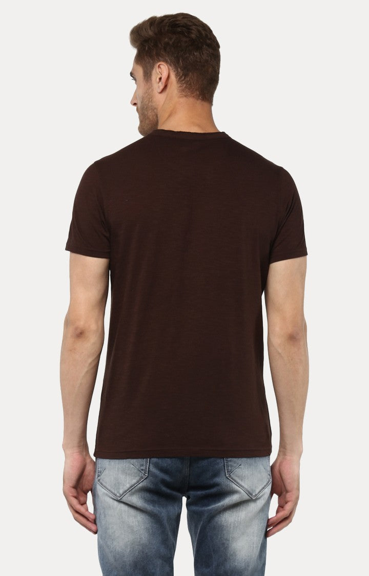 Spykar Brown Solid Slim Fit Men T-Shirts