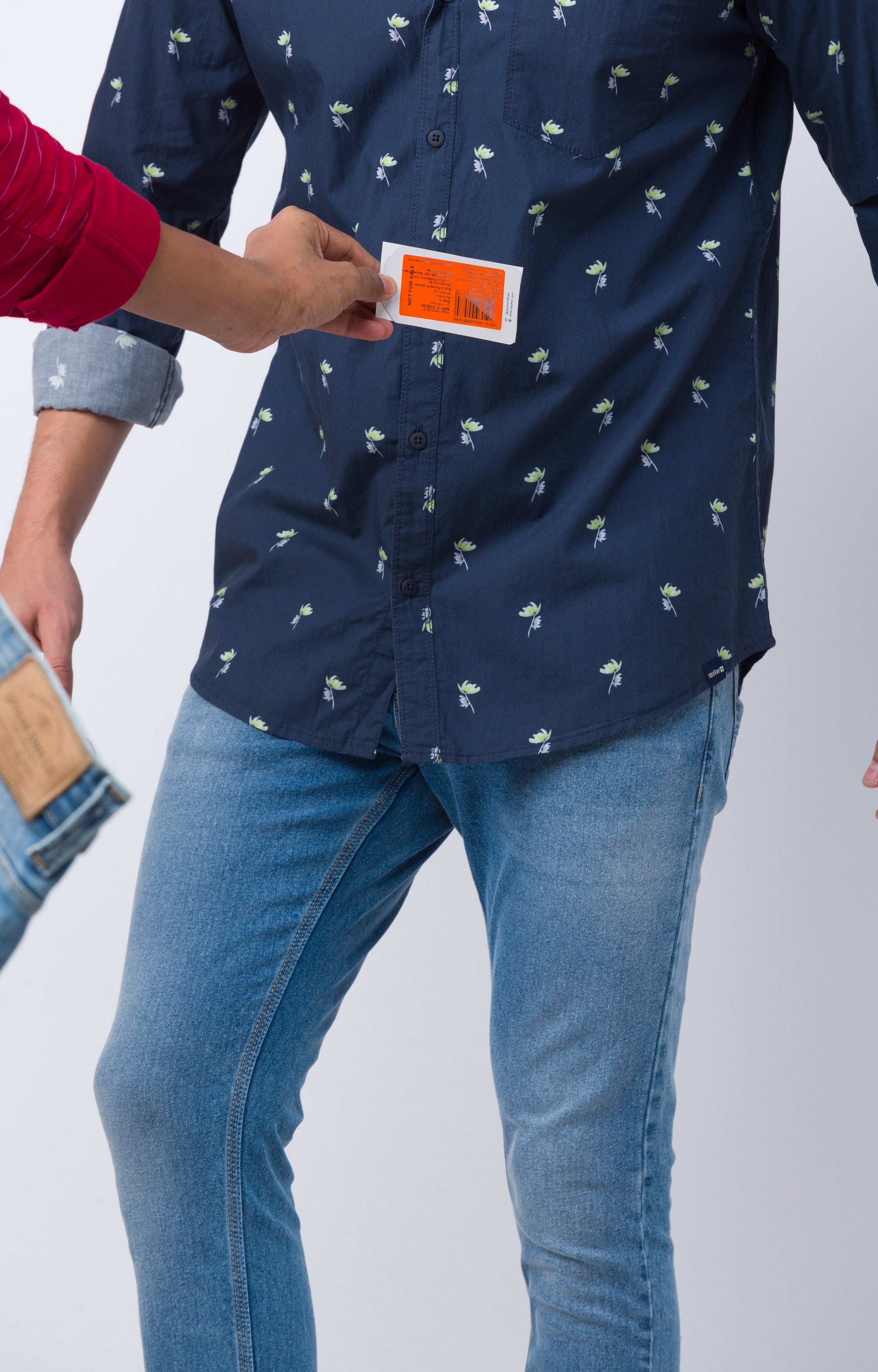 Spykar Navy Blue Cotton Full Sleeve Printed Shirt For Men