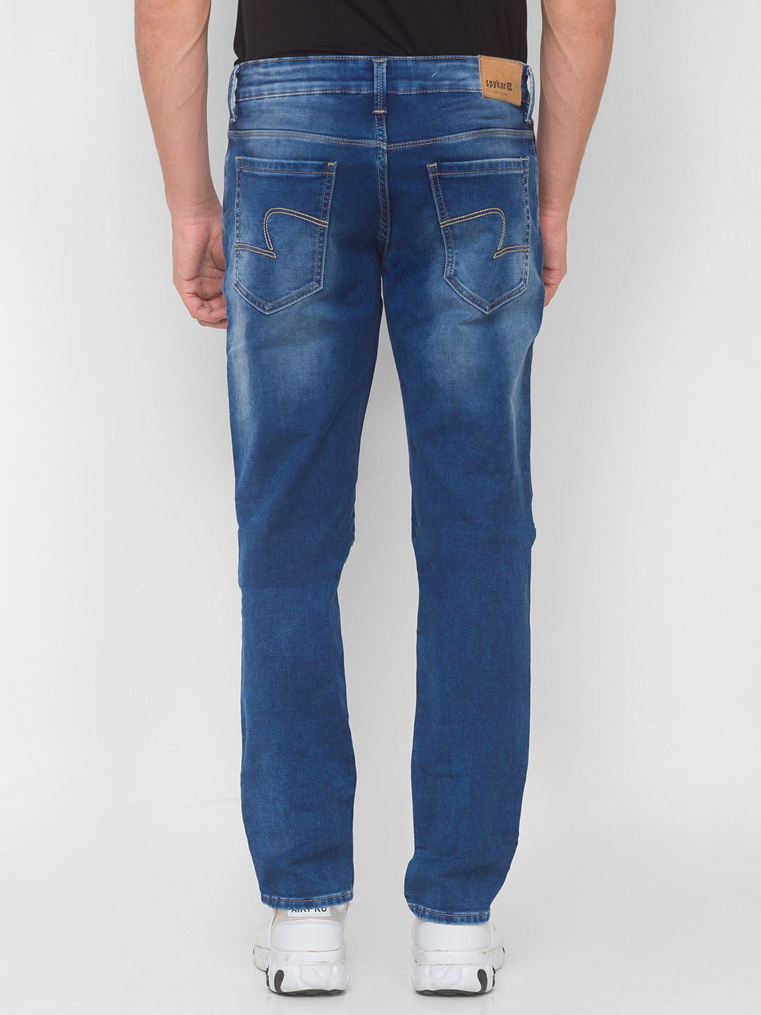 Spykar Men Dark Blue Solid Slim Mid-Rise Jeans (Kano)