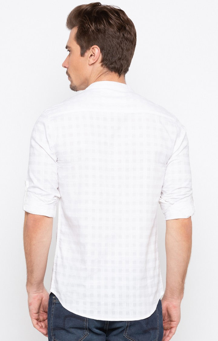 Spykar Men'S White Cotton Checked Casual Shirts