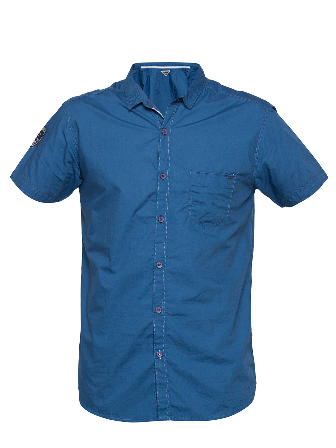 Spykar Slim Fit Men Blue Cotton Casual Shirt