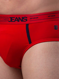 Underjeans By Spykar Men Premium Cotton Blend Red Brief