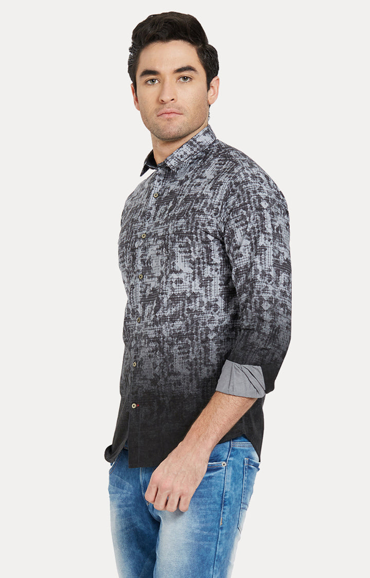 Spykar Men Black Printed Slim Fit Casual Shirt