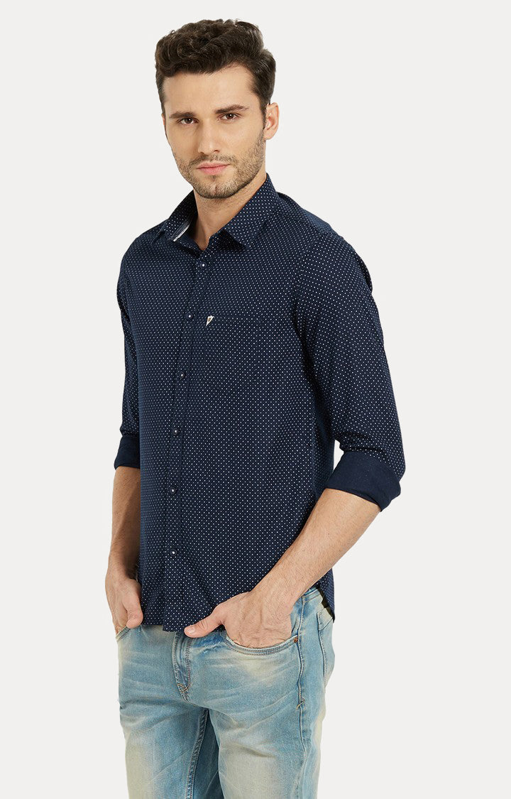 Spykar Men Blue Cotton Slim Fit Shirts