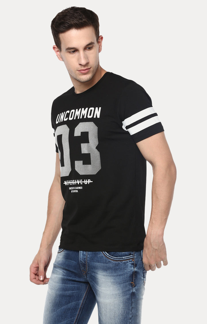 Spykar Men Black Printed Slim Fit T-Shirt