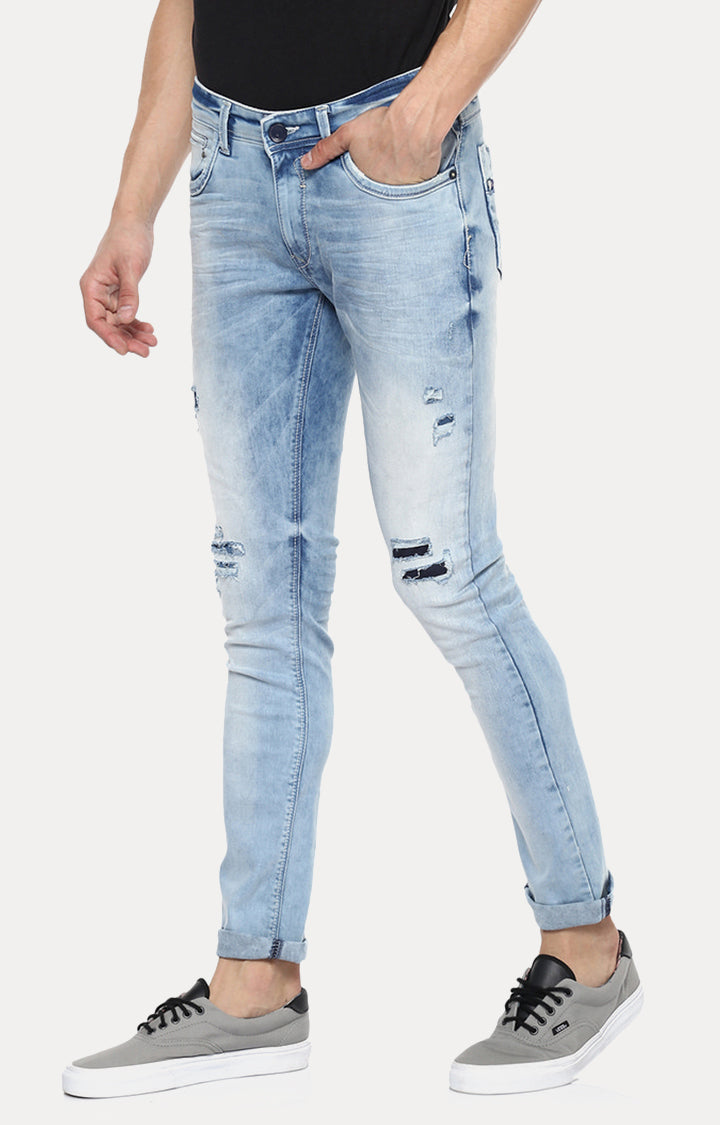 Spykar Men Blue Solid Skinny Fit Jeans