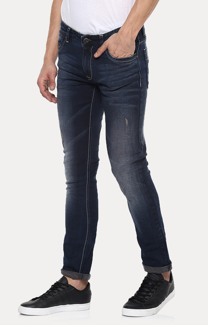 Spykar Men Navy Blue Solid Skinny Fit Jeans