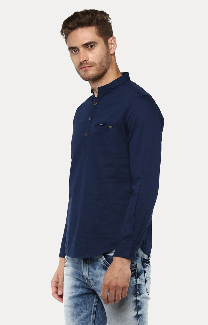 Spykar Men Blue Solid Slim Fit Casual Shirt