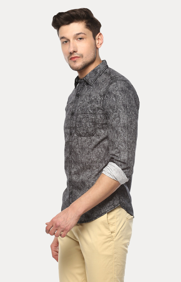 Spykar Men Black Printed Slim Fit Casual Shirt