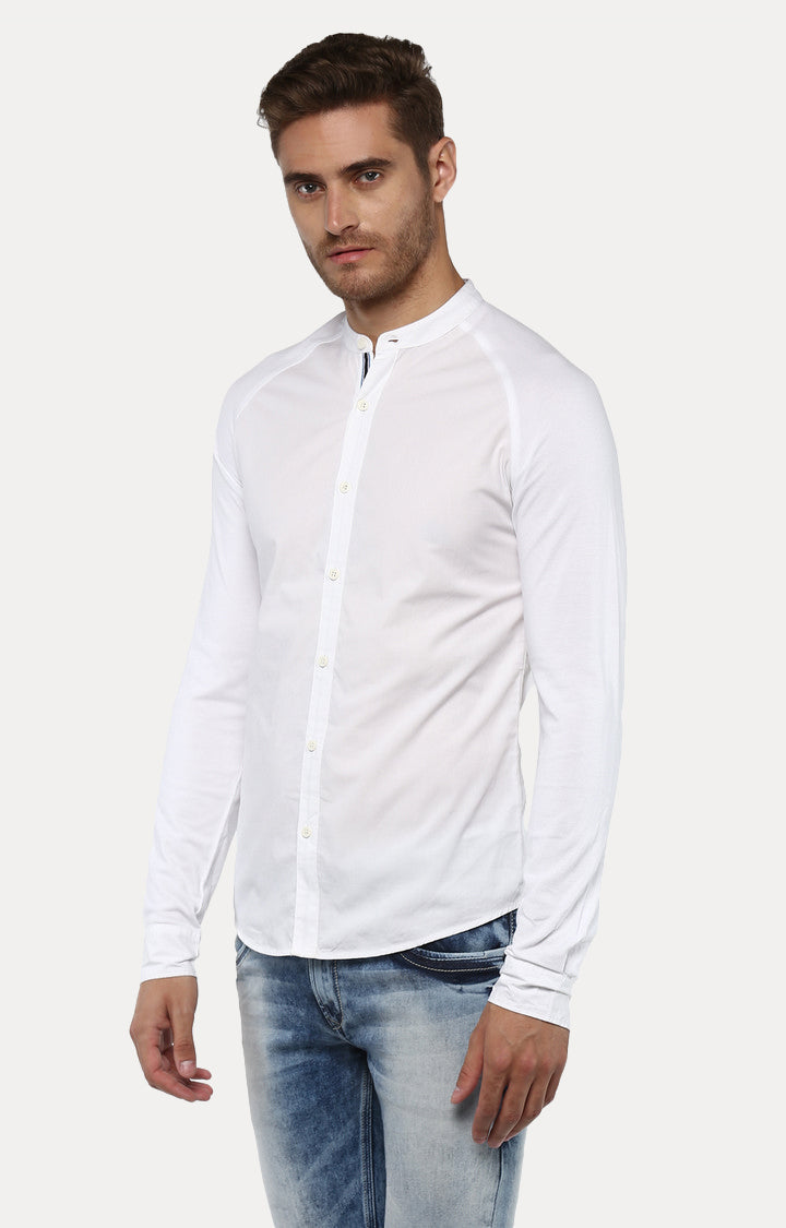 Spykar Men White Solid Slim Fit Casual Shirt