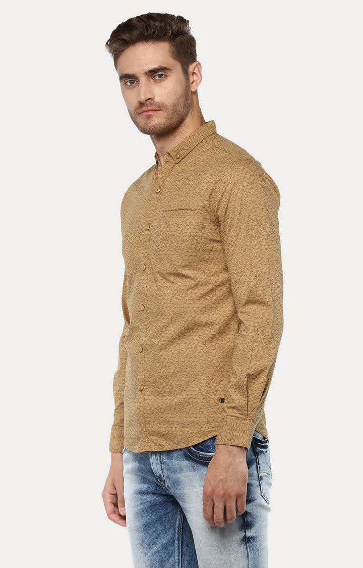 Spykar Men Khaki Printed Slim Fit Casual Shirt