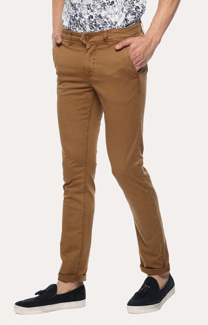 Spykar Men Brown Solid Slim Fit Chinos