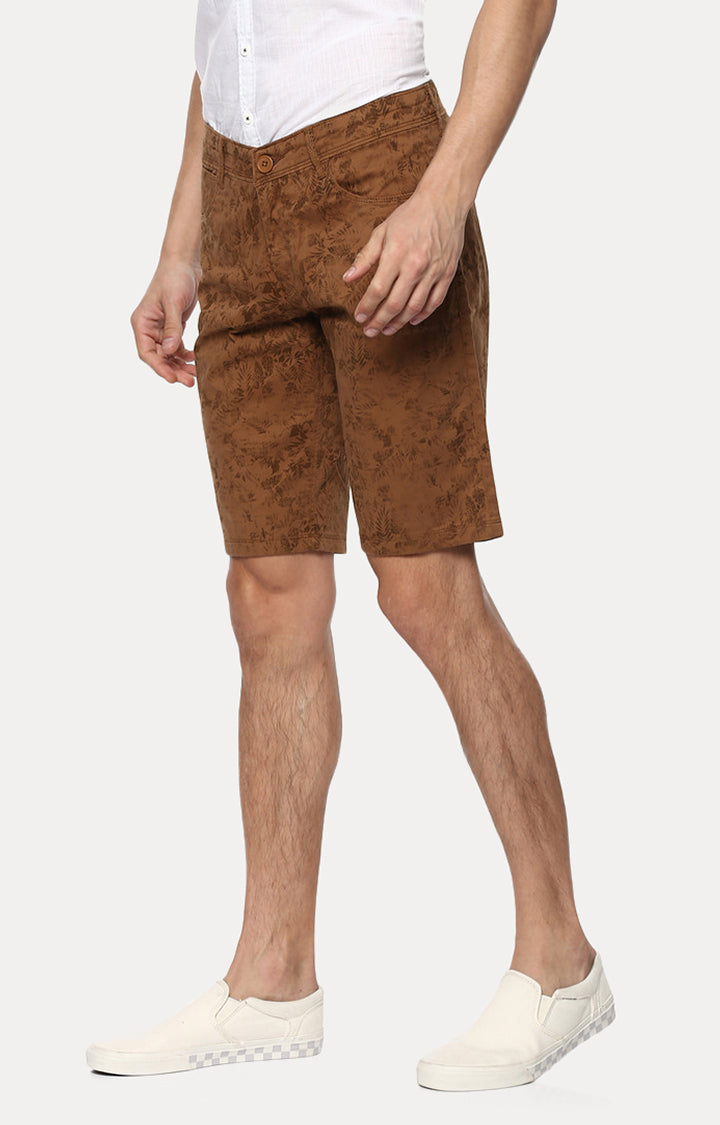 Spykar Men Brown Cotton Slim Fit Casual Shorts