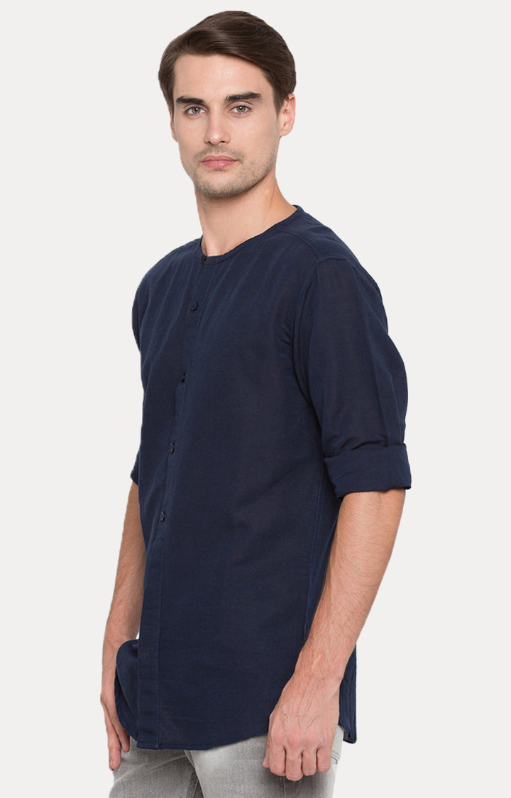 Spykar Men Blue Solid Slim Fit Casual Shirt