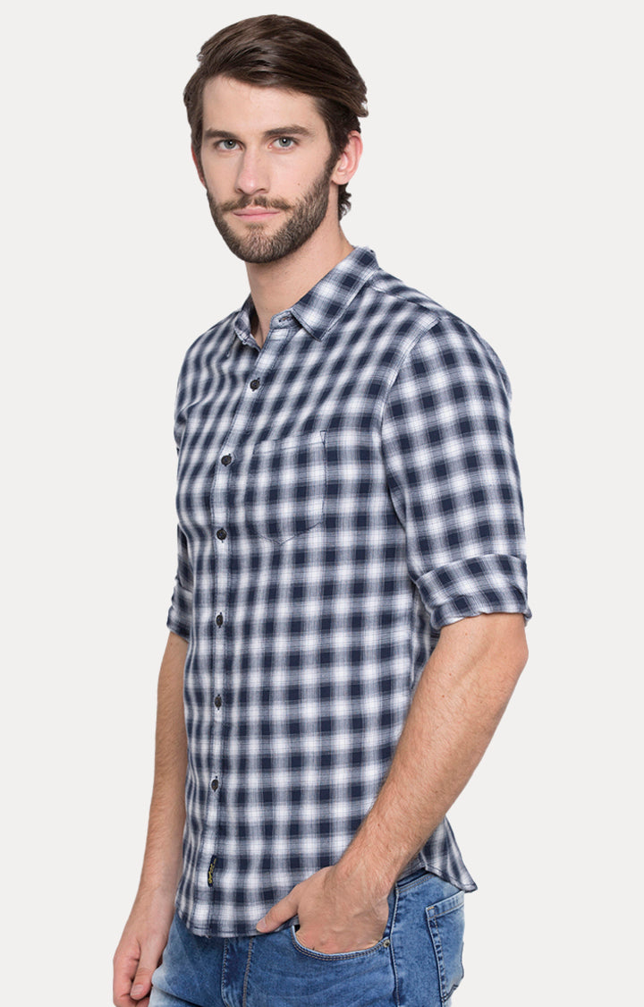 Spykar Men Blue Cotton Casual Shirt