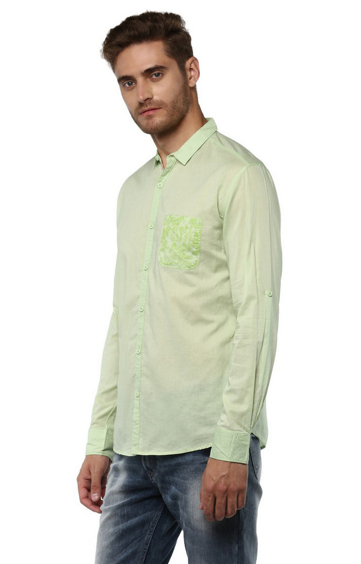 Spykar Men Green Solid Slim Fit Casual Shirt