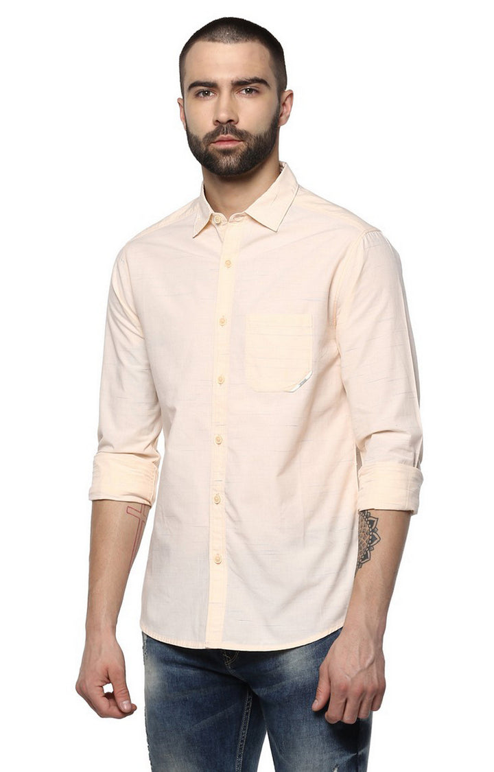 Spykar Pink Cotton Slim Fit Shirts For Men